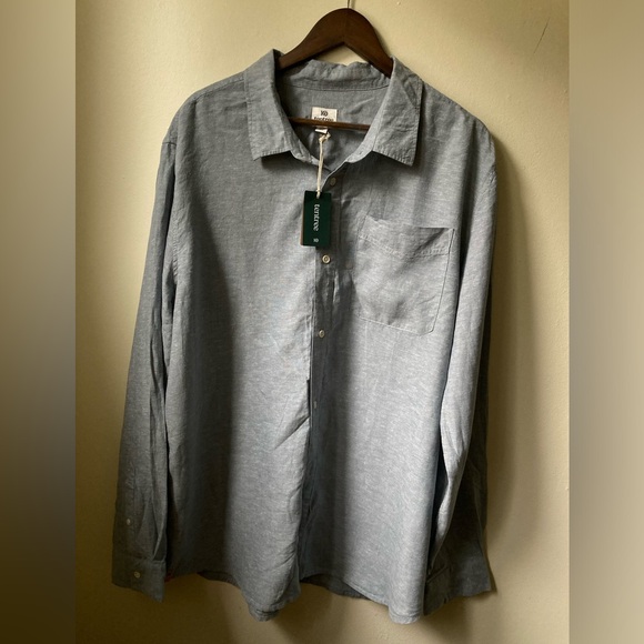 Ten Tree XXL hemp Button Front Shirt in Blue Fog - Picture 1 of 5
